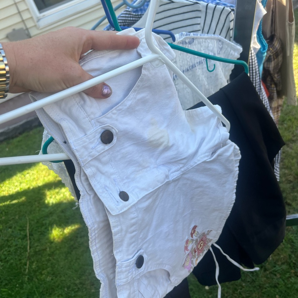 White Denim Shorts with Floral Embroidery